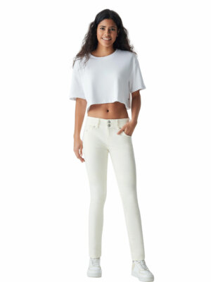 LTB Damen Jeans Molly M Super Slim Fit - Weiß - Off White W24-W34  Stretch
