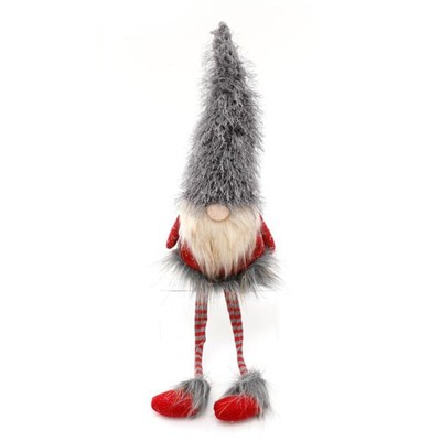 Weihnachtsgonk 67 cm grau und rot mit baumelnden Beinen