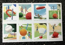 2021 #5627-5634b USA Forever Backyard Games - Block of 8 (as pictured)  mint