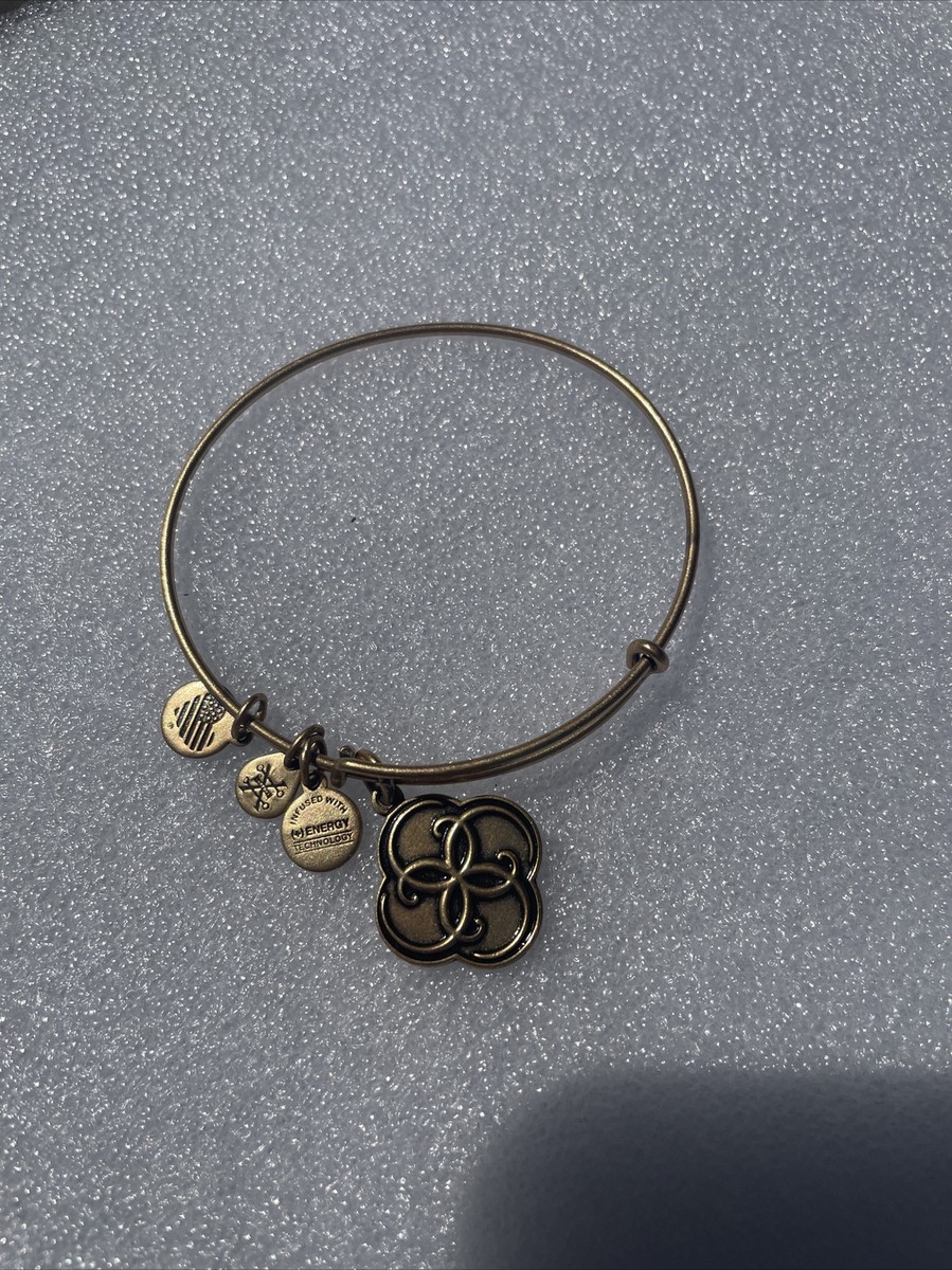 Alex and Ani Bracelet Breath Of Life Charm Gold Tone Bangle 7