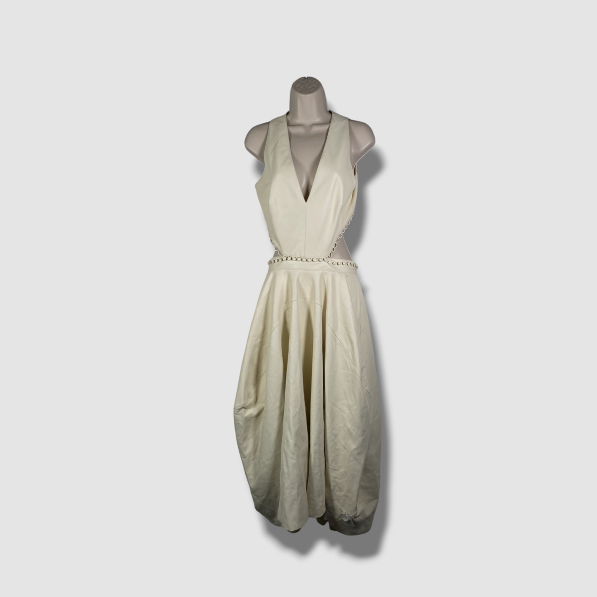 $8850 Alexander McQueen Women Yellow V-Neck Leather High Low Dress Size 42