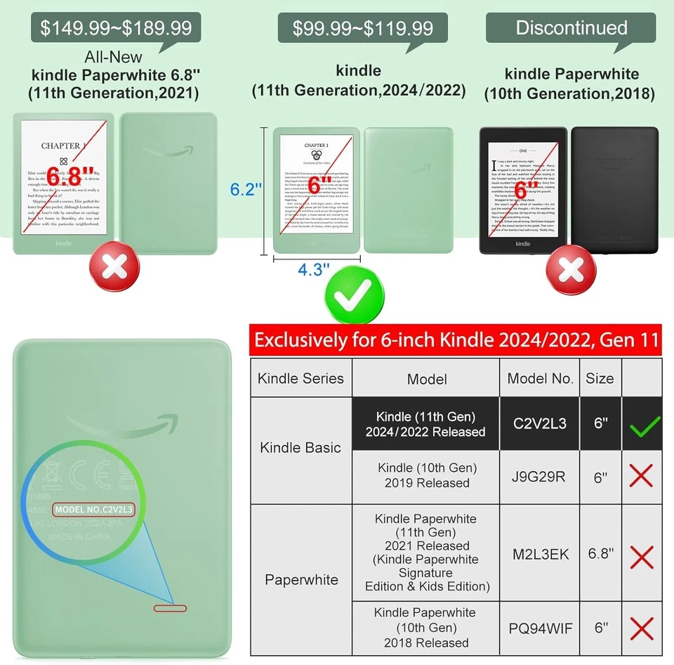 New Amazon Kindle 6'"(11th Generation 2024/2022) Tempered Glass Screen Protector - Image 3 of 4