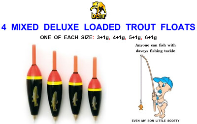 4 MIXED BEHR DELUXE LOADED FORELLENSEE SCHWIMMER FÜR FLIEGENRUTE ROLLE SCHNUR ANGELN