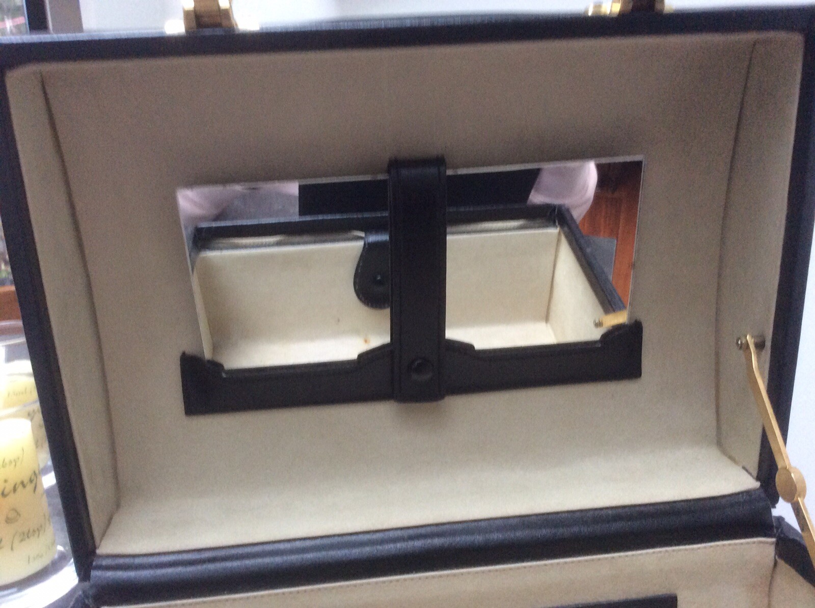 Jewellery Box Large Genuine Leather With Brass Locks And Hinges Suede