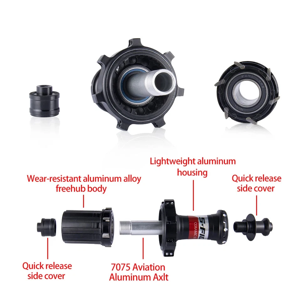 Bicicleta de Carretera 6 Garras Cojinete Buje Delantero 18 Trasero 21 Agujeros Tiro Recto Liberación Rápida Foto 3 de 4