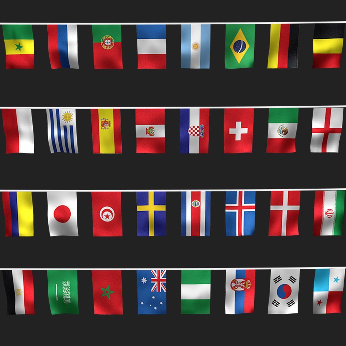 World Cup Soccer Flag Set of 32 Country Flags for FIFA (40ft) String Flag eBay