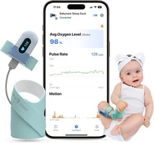Babytone Baby Sleep Sock, Baby Oxygen Monitor Tracking Avg O2, Pulse Rate & Mo