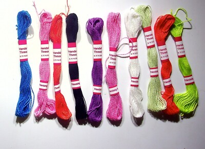FRIENDSHIP THREAD EMBROIDERY FLOSS 10 SKEINS VINTAGE LOT ASSORTED COLORS