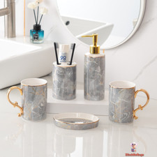 Premium Ceramic Bathroom Set | Full Organizer Kit for Stylish Bath Décor