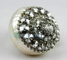 THORSON HOSIER MADE IN USA MOP LARGE SHELL MONETTE TURBO SILVER SWAROVSKI NEW 