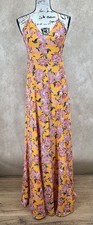 Lovers + Friends Floral Maxi Slip Dress Size Medium Yellow Pink Strappy Revolve