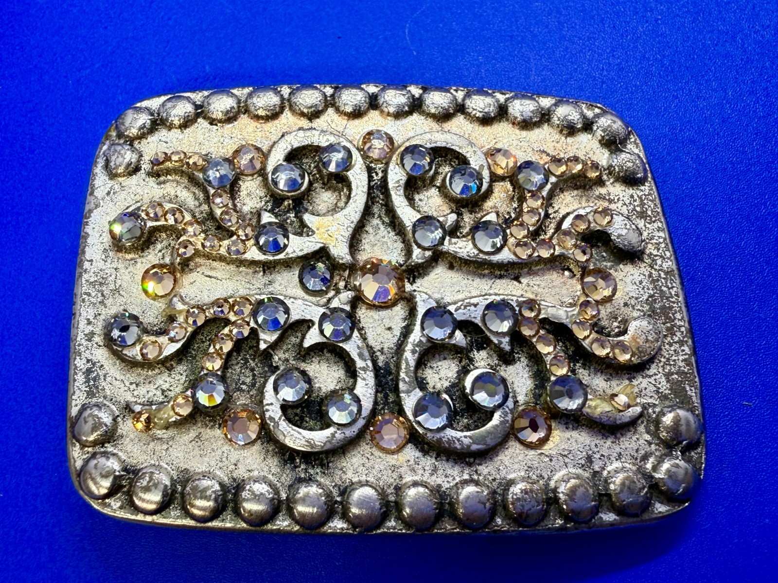 Rhinestone Accented Swirl Pattern Rounded Studded… - image 3