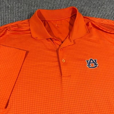 Antigua Shirt Men's L  Auburn Tigers Golf Orange Grid Texture Performance Polo