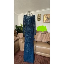 Adrianna Papell Navy Blue Sequin Gown Size 10 Brand New with Tags Wedding Guest