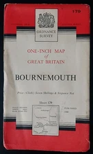 Ordnance Survey One-Inch Map, Sheet 179: Bournemouth (Cloth Map, 1962 Reprint).