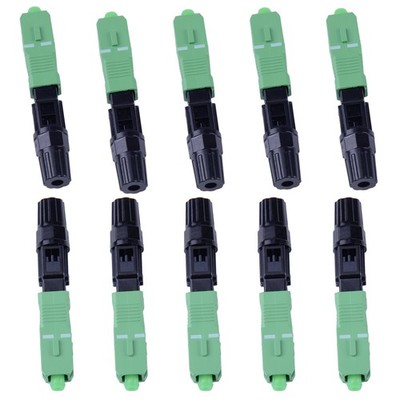 10x FTTH Embedded Quick Connector SC/APC Fiber Optic Connector CATV Green