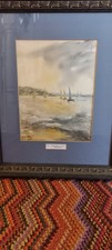 Original Signed Watercolour Of Yachts in Mudeford  Devon