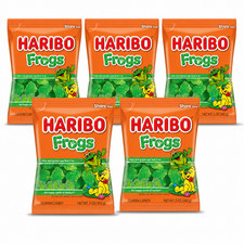 Haribo Frogs, 5 PACK, 5 Oz, Gummi Candy, Natural and Artificial Fruit Flavors