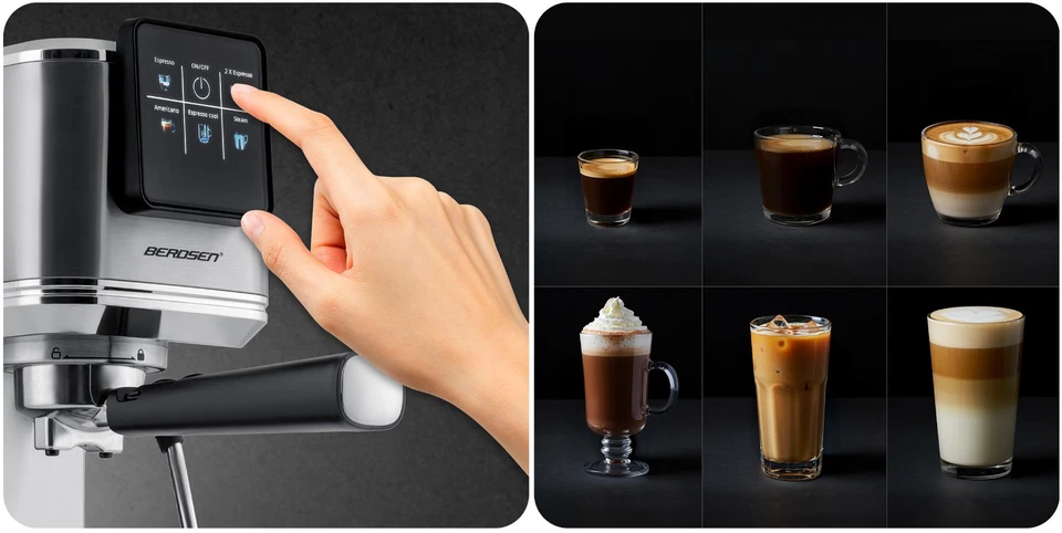 BERDSEN Siebträgermaschine Kaffeemaschine 20 Bar Siebträger Cappuccinomaschine - Bild 3 von 4