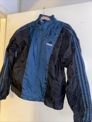 Vtg Y2K adidas M Windbreaker Track Training Jacket 3 Stripes Stadium Kit Cropped