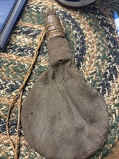 18th Century Rev War Linen Carved Wood Spout Shot Bag Good 18th Century