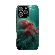 For iPhone / Galaxy / Pixel   Red Green Octopus Ocean Phone Case
