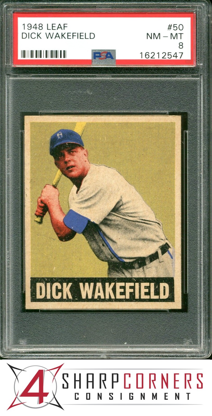 1948 LEAF #50 DICK WAKEFIELD RC PSA 8