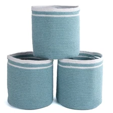 Recycled Cotton Rope Storage Cube Basket, Plant Basket Multi-Purpose Woven Cu...