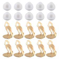 Clip-on Earring Converter with Silicon Earring Pads, 50Pcs Gold 