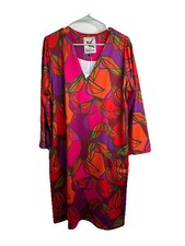 Lesley Evers Ginger Dress, Fuschia Pears Print, Size XXL, Knee Length