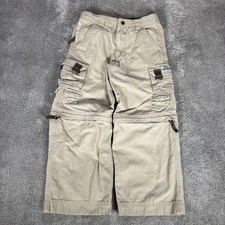Vintage Bugle Boy Cargo Pants Youth Boys 7 Beige Convertible Wide Leg Baggy Y2K