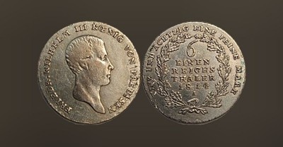 PRUSSIA 1/6 Thaler 1814 A - Silver 0.52 - Friedrich Wilhelm III