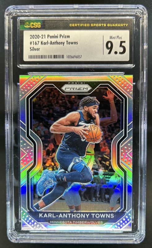 2020-21 Panini Prizm Karl-Anthony Towns Silver Prizm #167 Timberwolves CSG 9.5