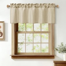 Faux Linen Window Valance - Light Filtering Rod 42"W x 18"L Pack of 1 Beige