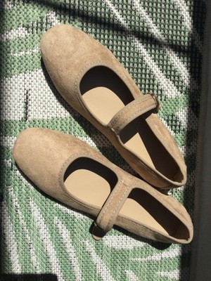    Damen Ballerinas Gr. 39 Mary Jane beige Veloursleder NEU   
