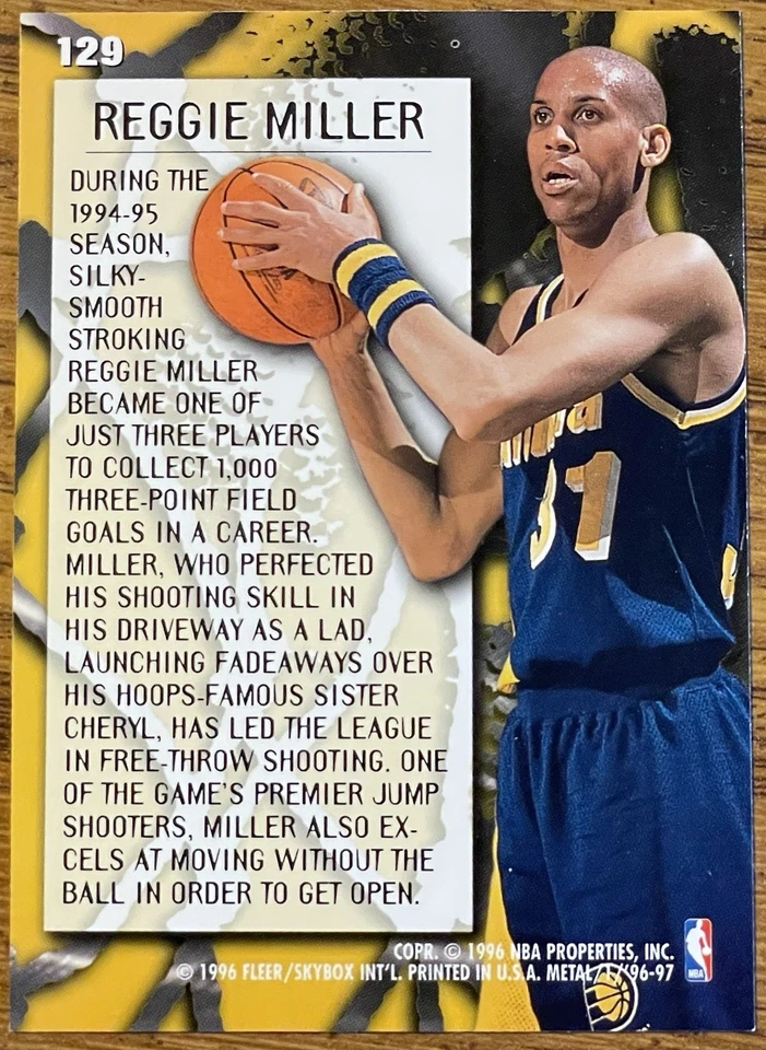 Reggie Miller 1996-97 Fleer Metal Metalized Card #129 Pacers NBA HOF Free Ship - Image 2 of 3