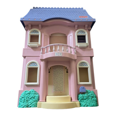 Vintage Fisher Price Loving Family Grand Folding Dollhouse Pink w