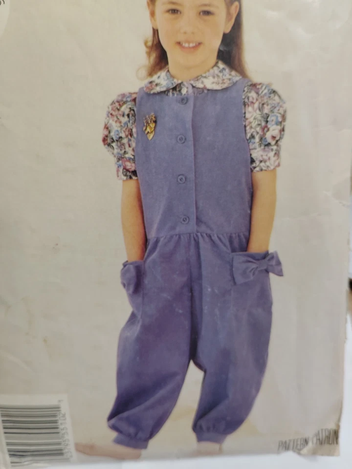 Jumpsuit Overalls Blouse Girls 4 5 6 McCalls Stitch N Save 5510 Sewing Pattern - Image 3 of 4