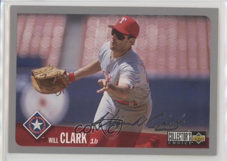 1996 Upper Deck Collector's Choice Silver Foil Signature Will Clark #320 a8a