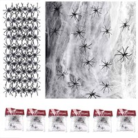 Halloween Deko Spinnennetz Gruselig 120G Mit 60 StüCk Spinnen FüR Garten Party