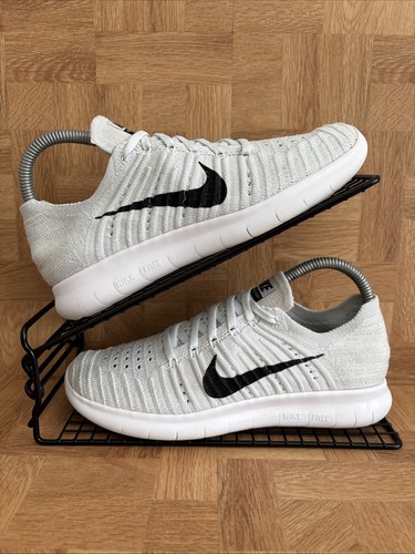 Nike Free RN Flyknit White Running Shoes Trainers 831070-101 UK Size 4.5