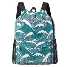 Risefit Drawstring Backpack with Mesh Pockets String Gym Bag Sackpack Sandpro...