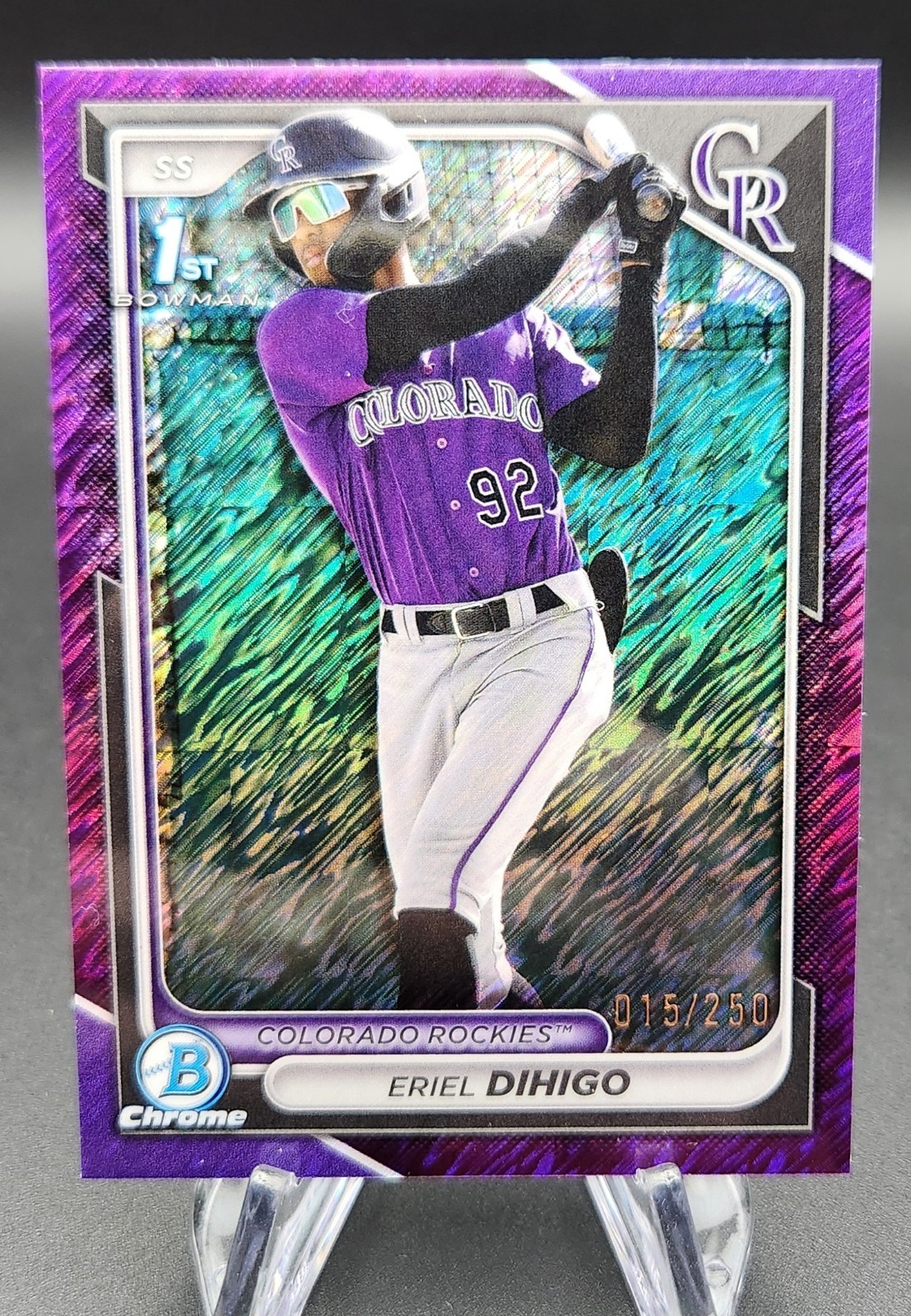 2024 Bowman Chrome ERIEL DIHIGO 1st Purple Shimmer Refractor #'d/250 Rockies