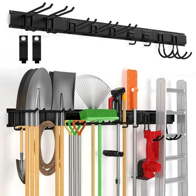 Wall Mount Tool Storage Rack 15 Pcs Heavy Duty Steel Yard Garden Tool Organizer