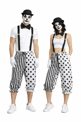 Erwachsene schwarz & weiß Pierrot Clown Set Zirkus Big Top Kit Kostüm