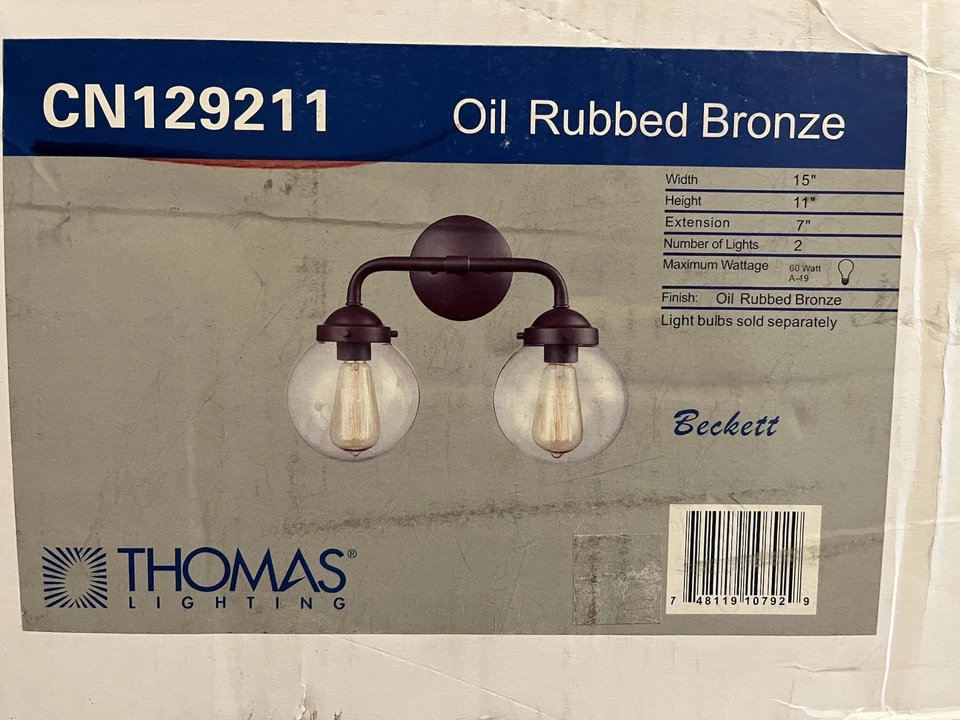 Thomas Lighting CN129211 Beckett 2 Light Bathroom Vanity - Oil Rubbed Bronze - Image 2 of 4