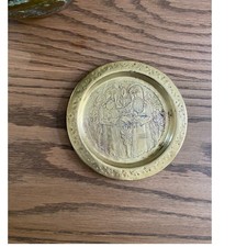 Antique Hand Hammered Middle Eastern Solid Brass Plate