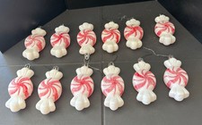 Lot 6 Christmas Tree Wreath Holiday Ornaments Peppermint Candy Bowl Fillers Red