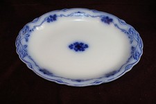 Antique Gridley Flow Blue Large Platter CLOVER pattern c.1891-1914 England