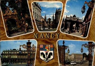 Nancy Lorraine France multi-view postcard posted 1978 Air Mail to Bangor ME p253